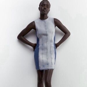 Zara TRF Patchwork Denim Dress